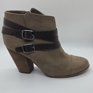 Carlos Santana Taupe Ankle Boots with Dark Straps